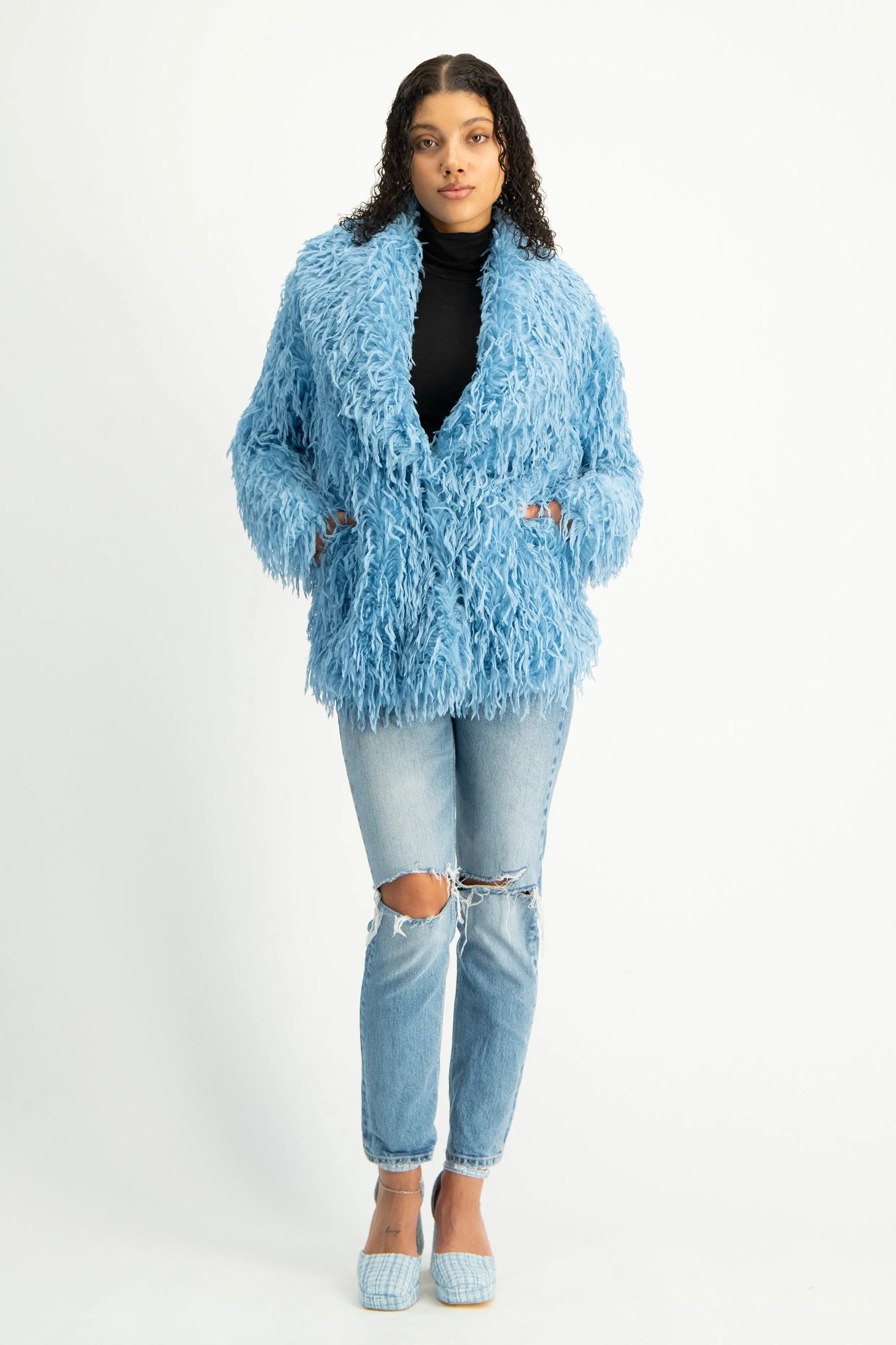 Fancy Faux Fur Coat - Pink