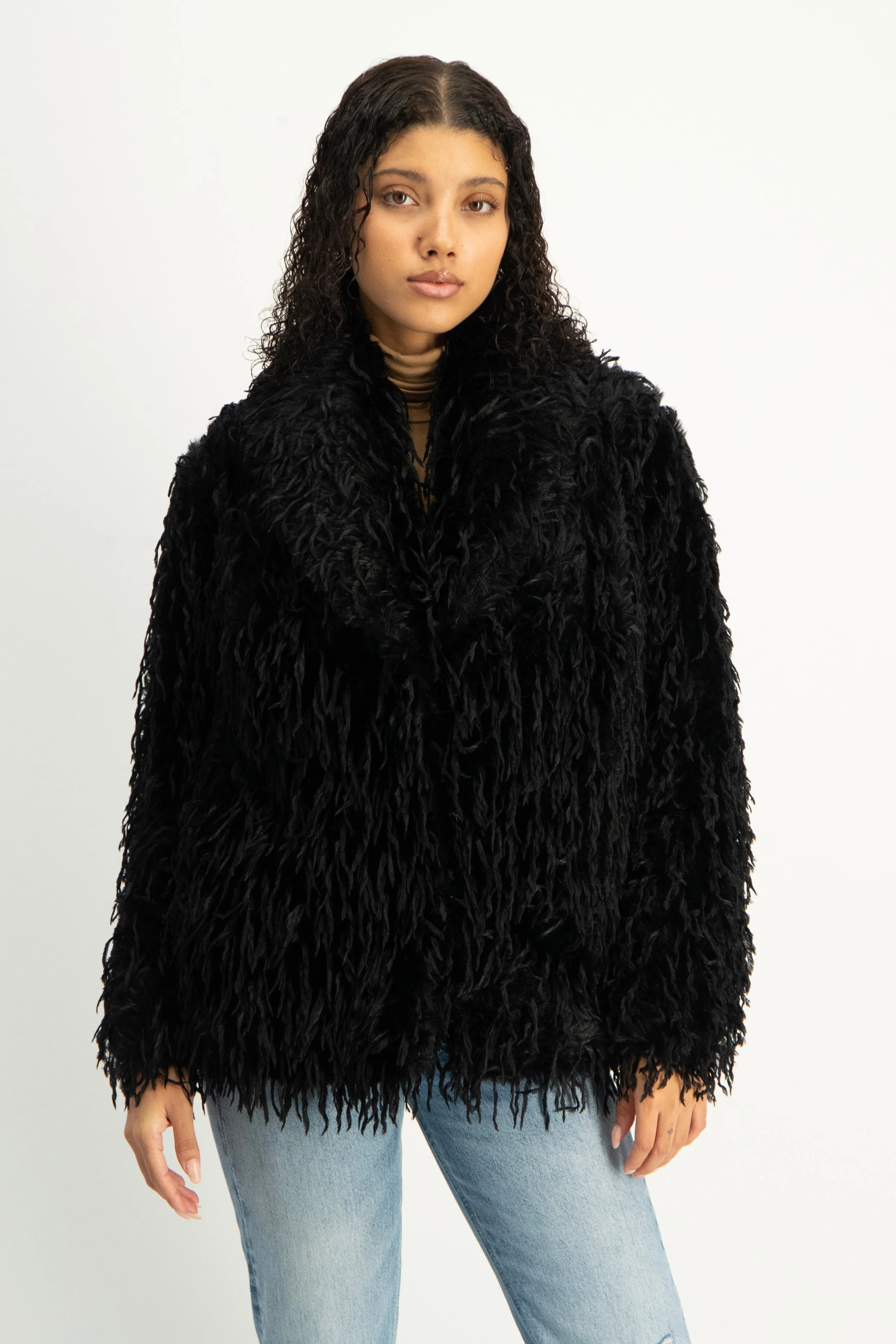 Fancy Faux Fur Coat - Pink