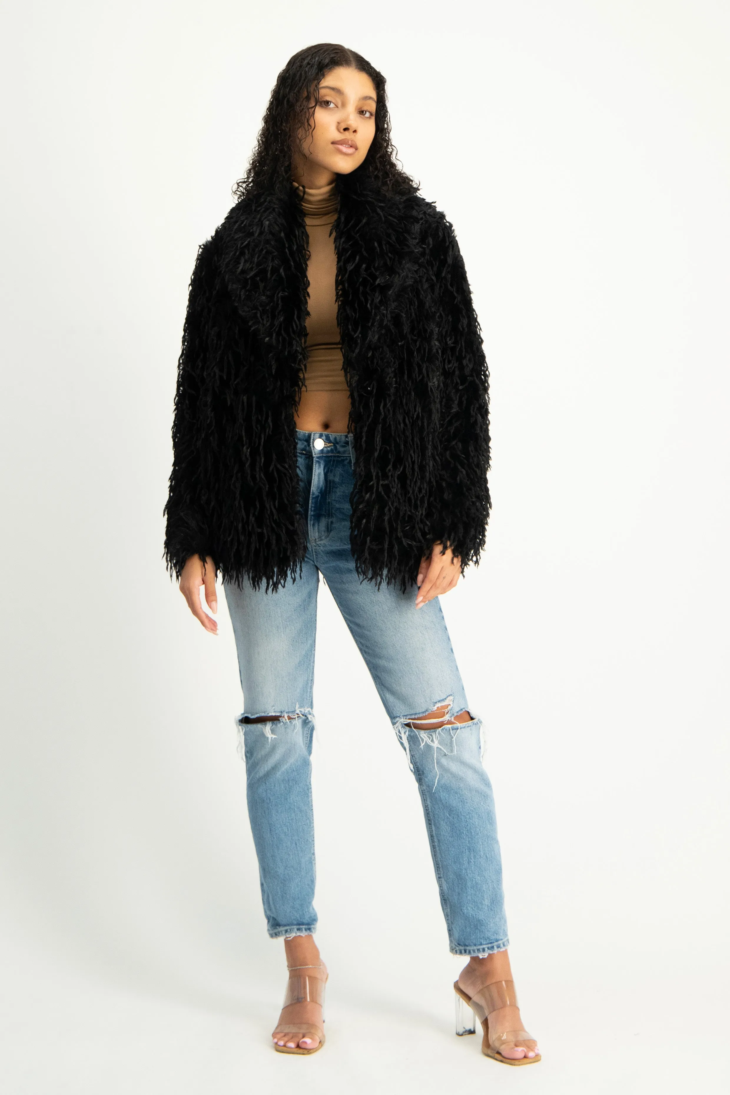 Fancy Faux Fur Coat - Pink
