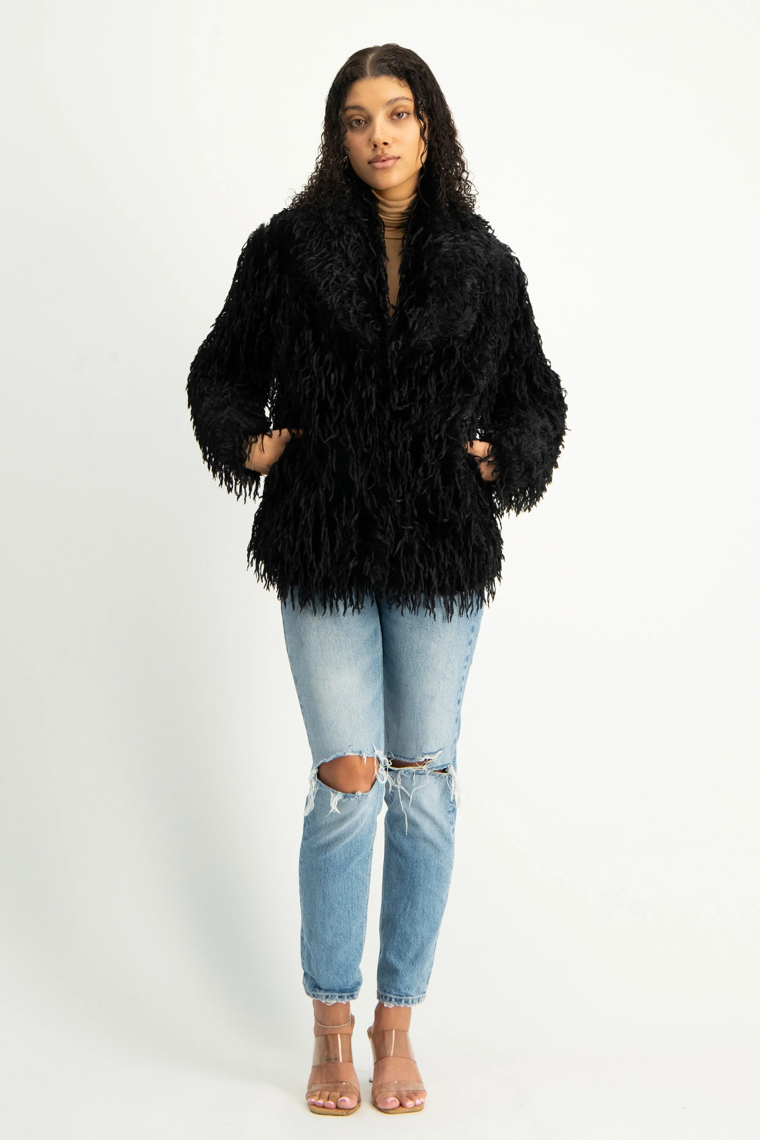 Fancy Faux Fur Coat - Pink