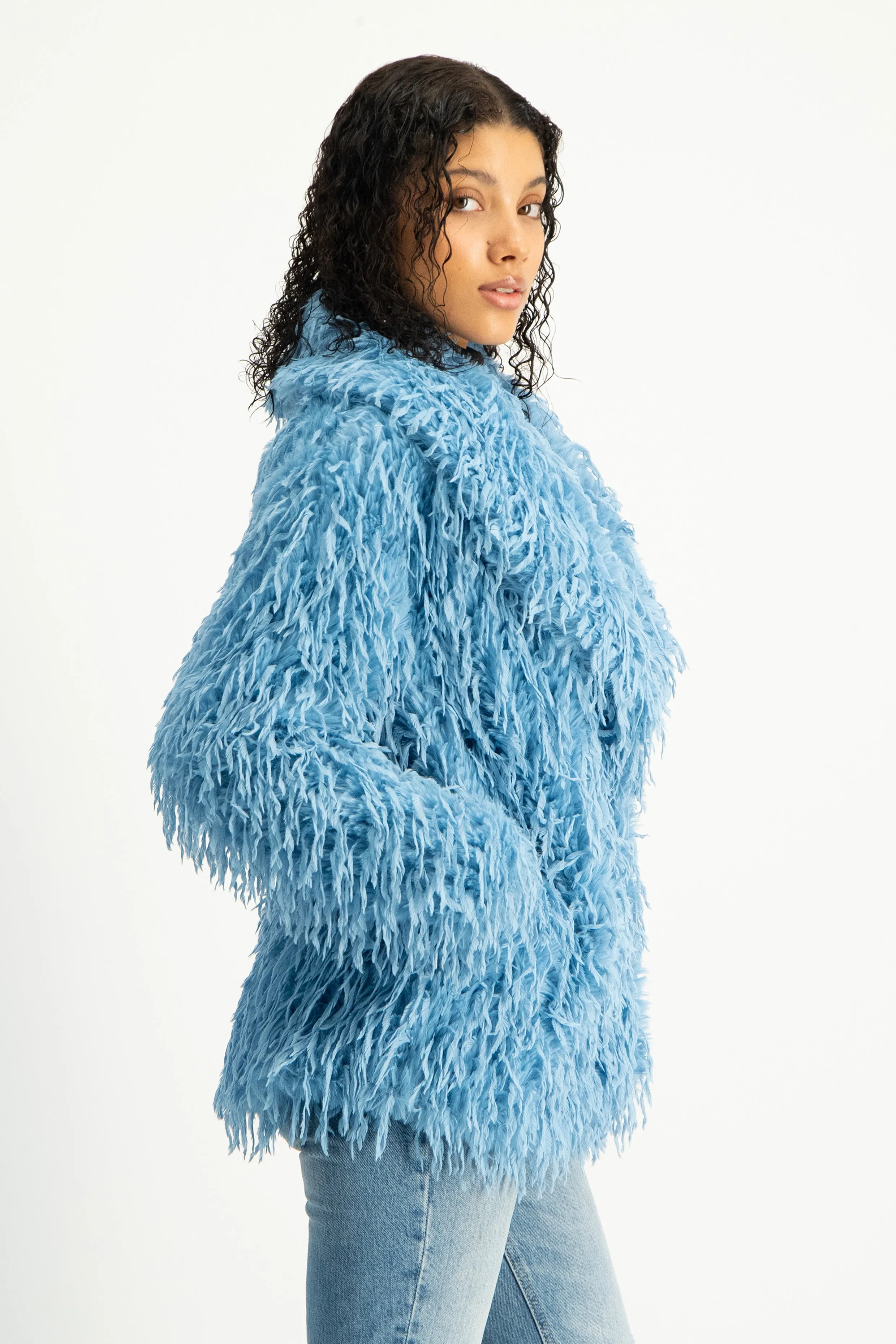 Fancy Faux Fur Coat - Pink