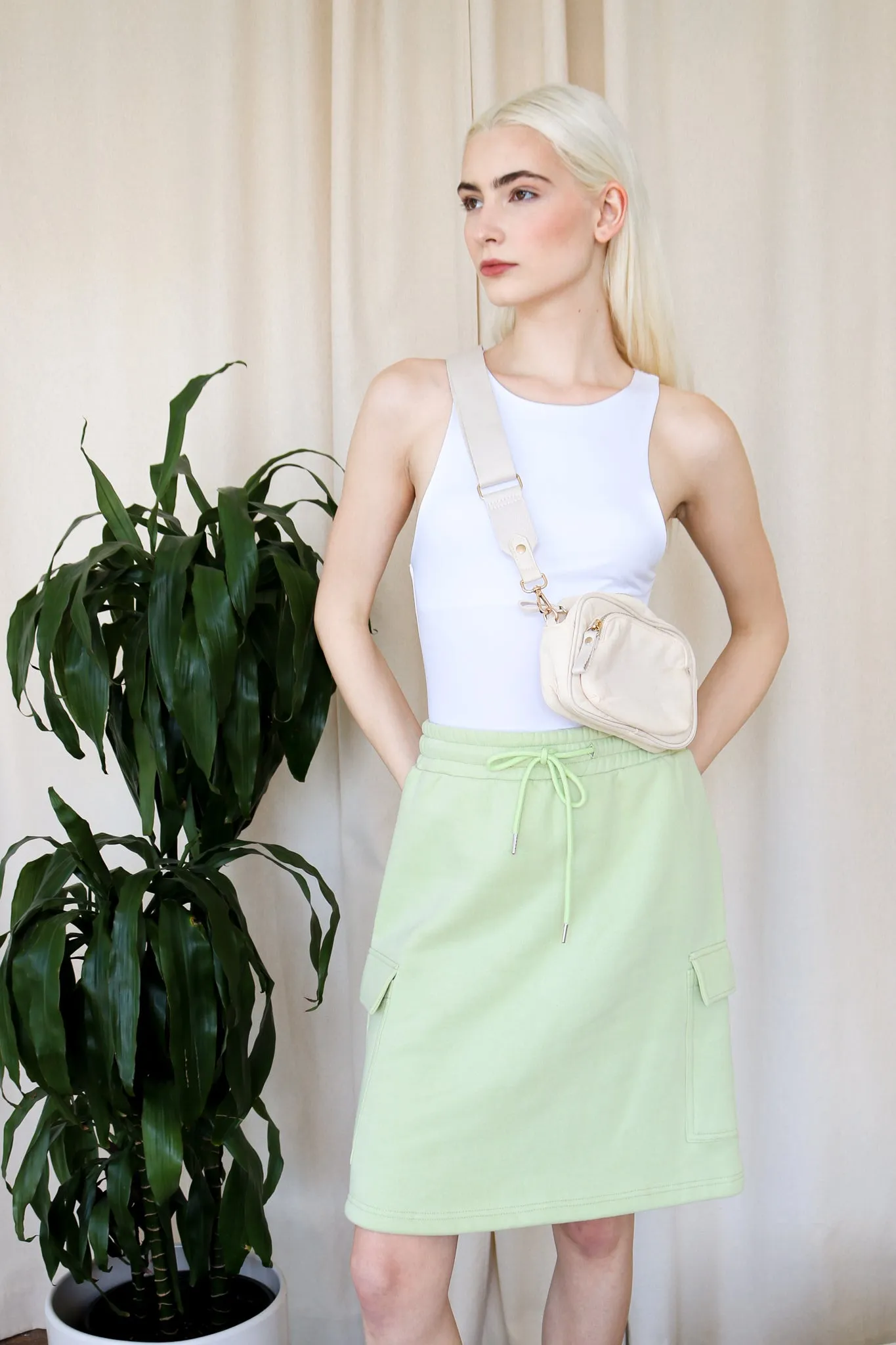 Fleece Drawstring Pocket Skirt