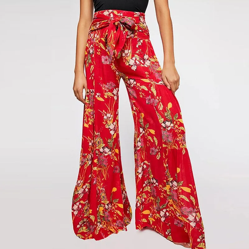 Floral Wide Leg High Waist Pants