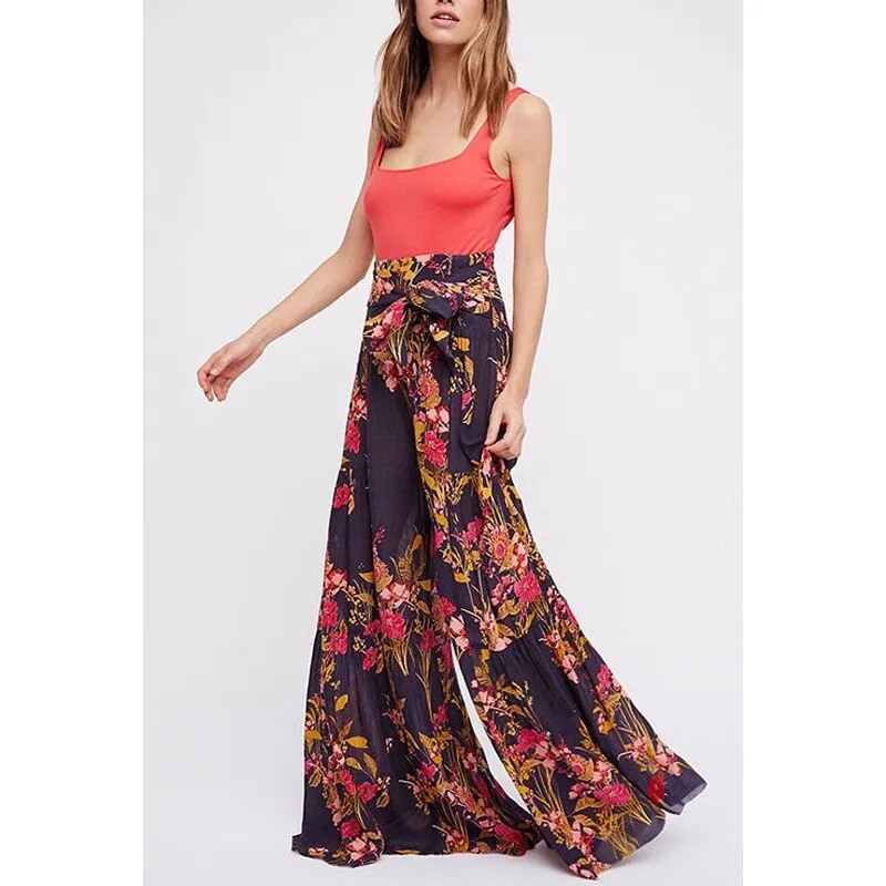 Floral Wide Leg High Waist Pants