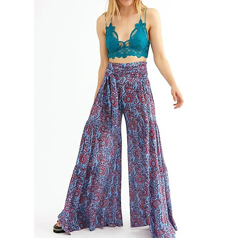Floral Wide Leg High Waist Pants