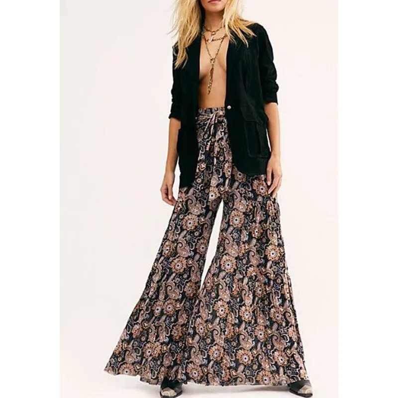 Floral Wide Leg High Waist Pants