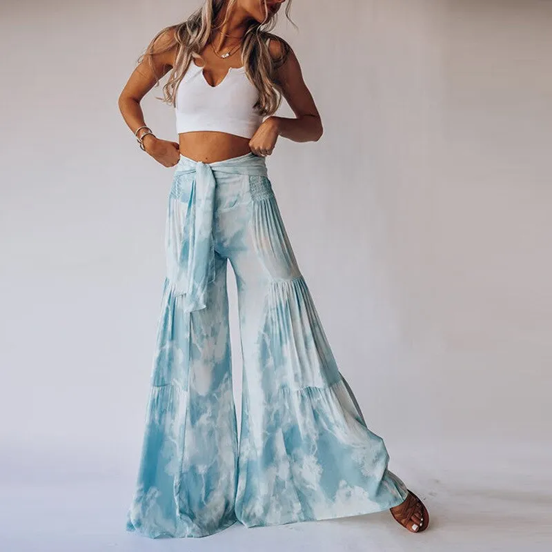 Floral Wide Leg High Waist Pants