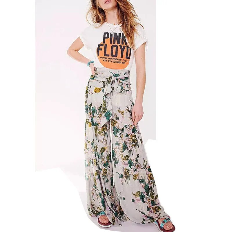 Floral Wide Leg High Waist Pants
