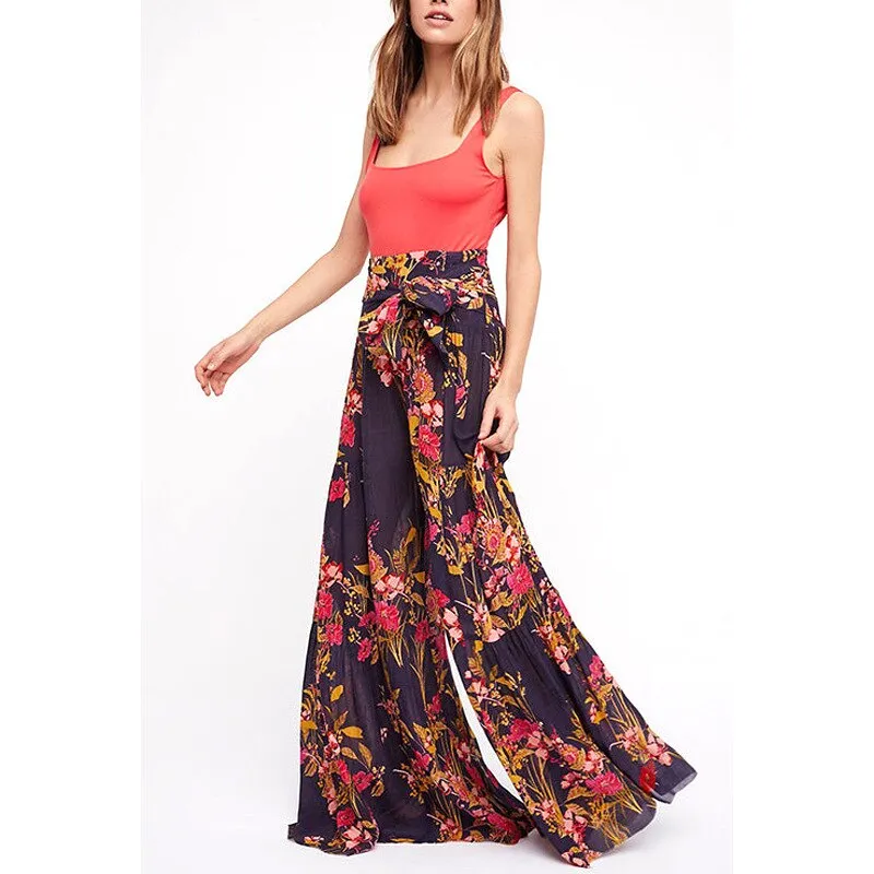 Floral Wide Leg High Waist Pants