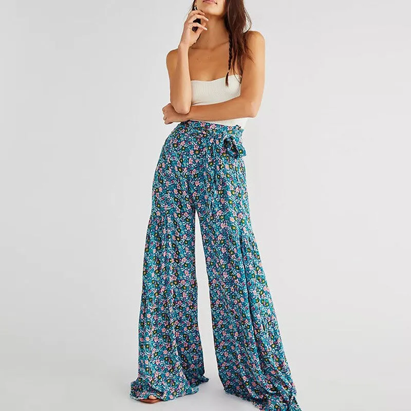 Floral Wide Leg High Waist Pants