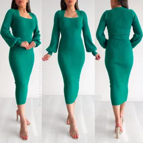 Frankie Knit Midi Dress - Jade