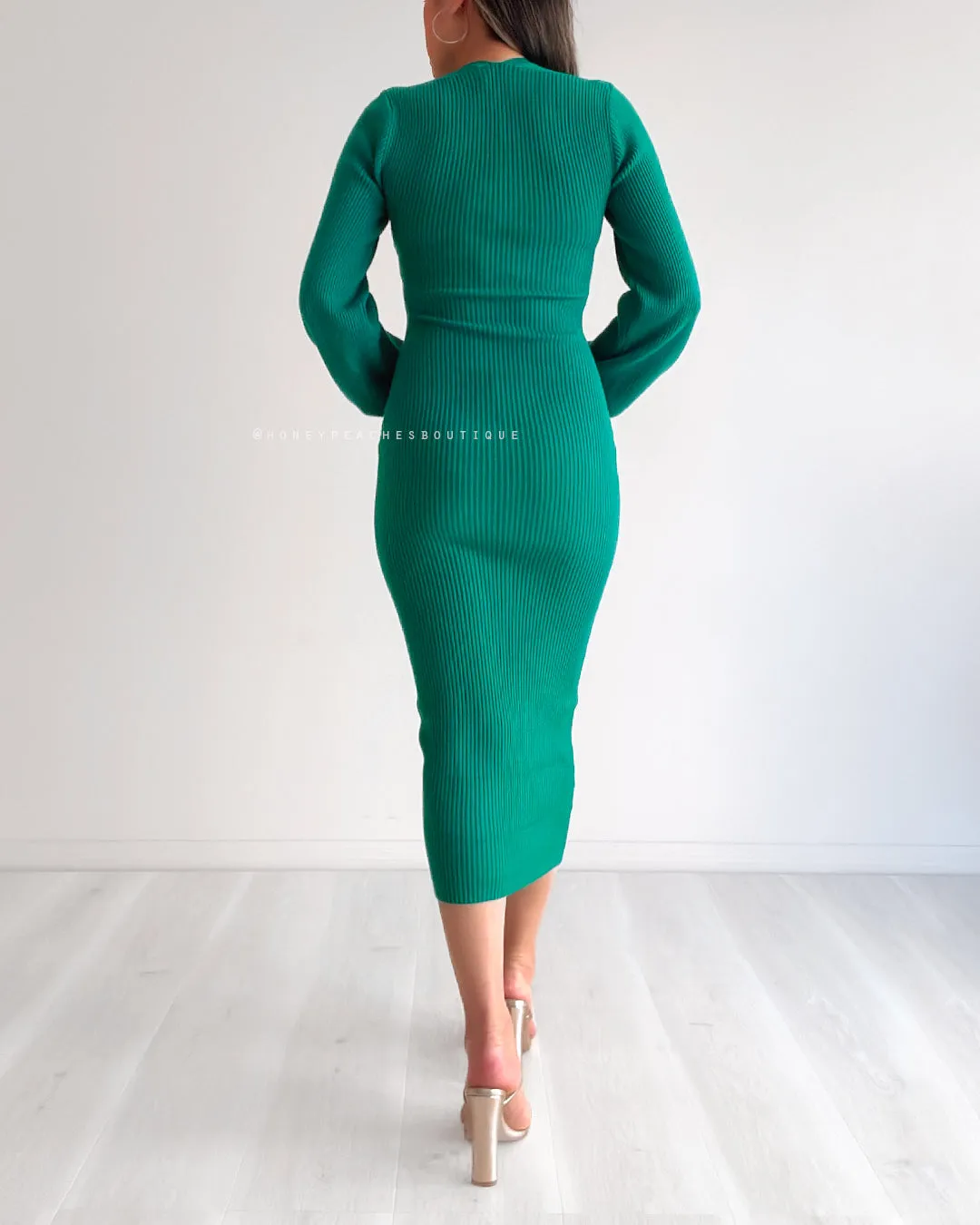Frankie Knit Midi Dress - Jade