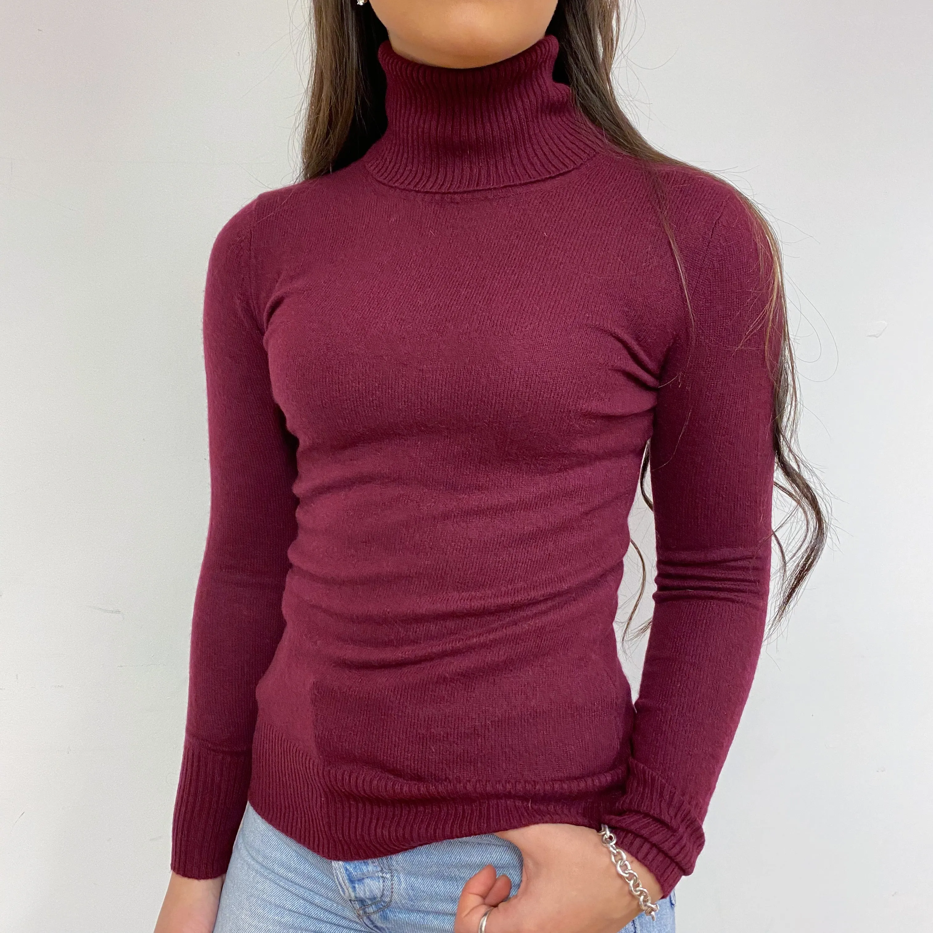 Garnet Red Polo Neck Jumper Extra Small