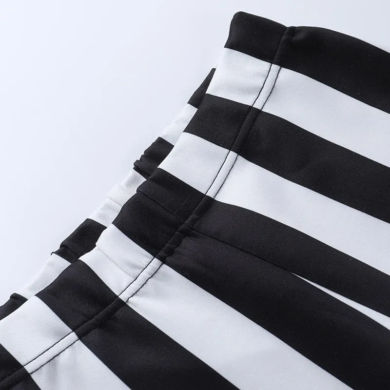 Gothic Striped High Waist Flare Pants