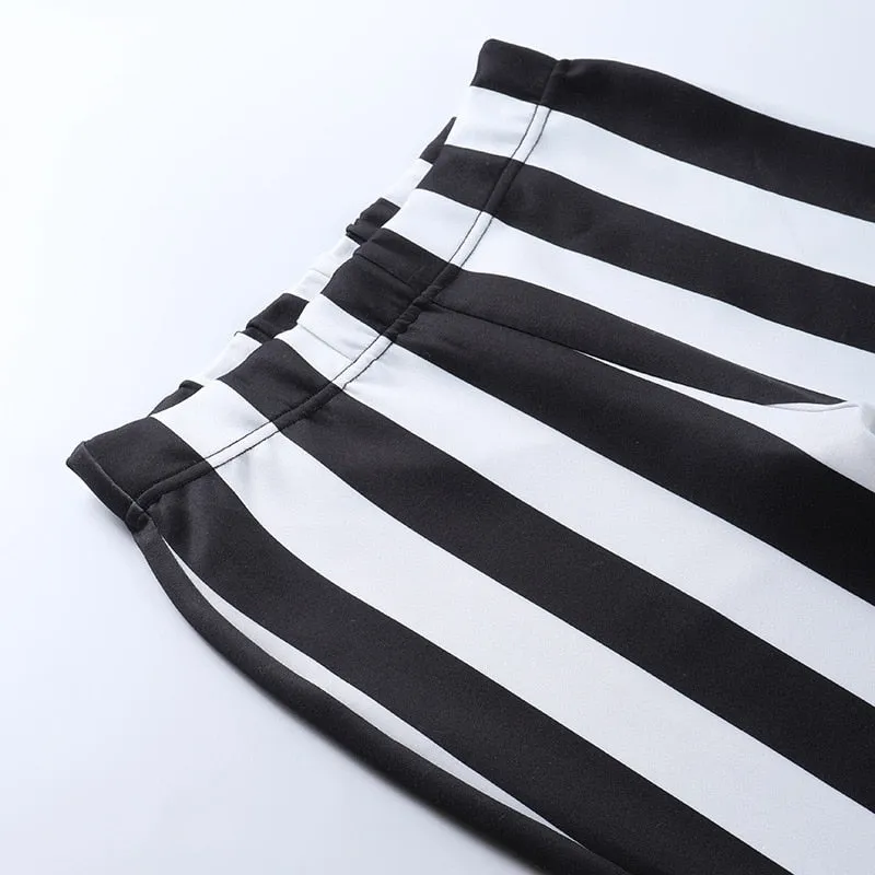 Gothic Striped High Waist Flare Pants
