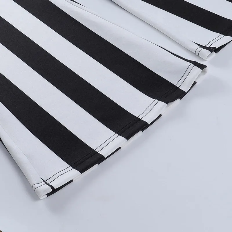 Gothic Striped High Waist Flare Pants