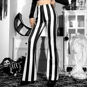 Gothic Striped High Waist Flare Pants