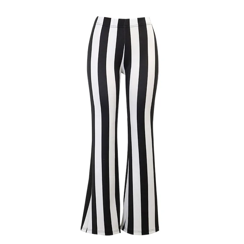 Gothic Striped High Waist Flare Pants
