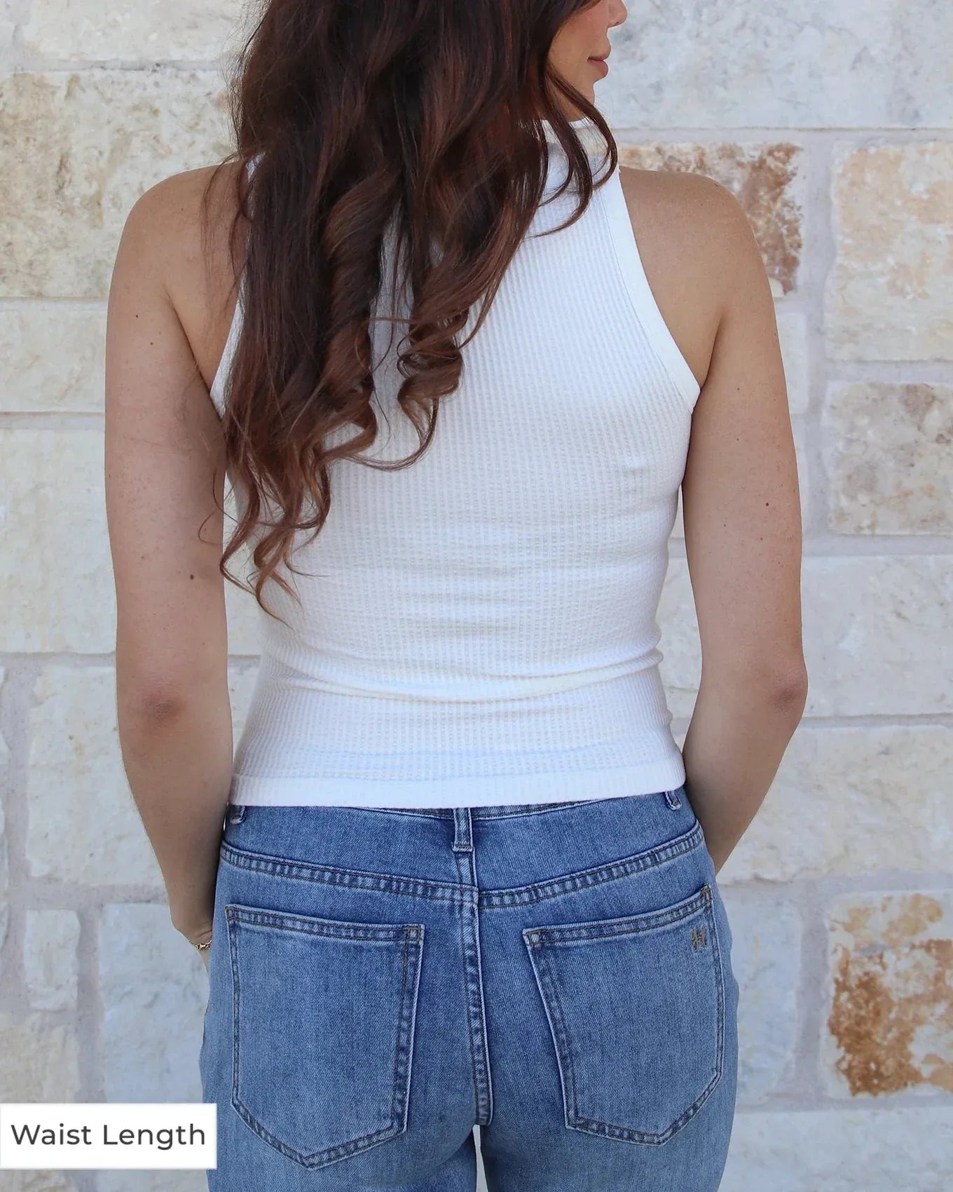 Grace and Lace | High Neck Brami Tank | Ivory | WAIST LENGTH
