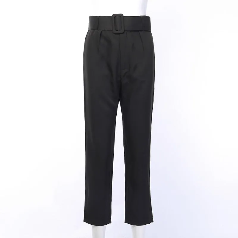 High Waist Ankle Length Suit Trousers
