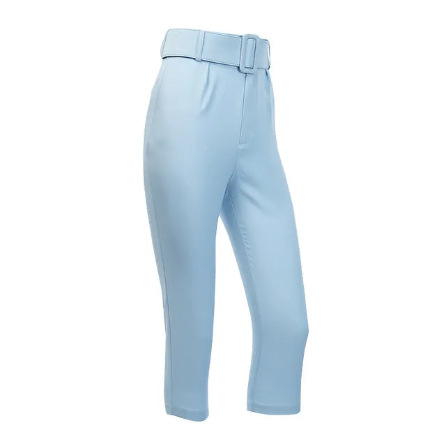 High Waist Ankle Length Suit Trousers