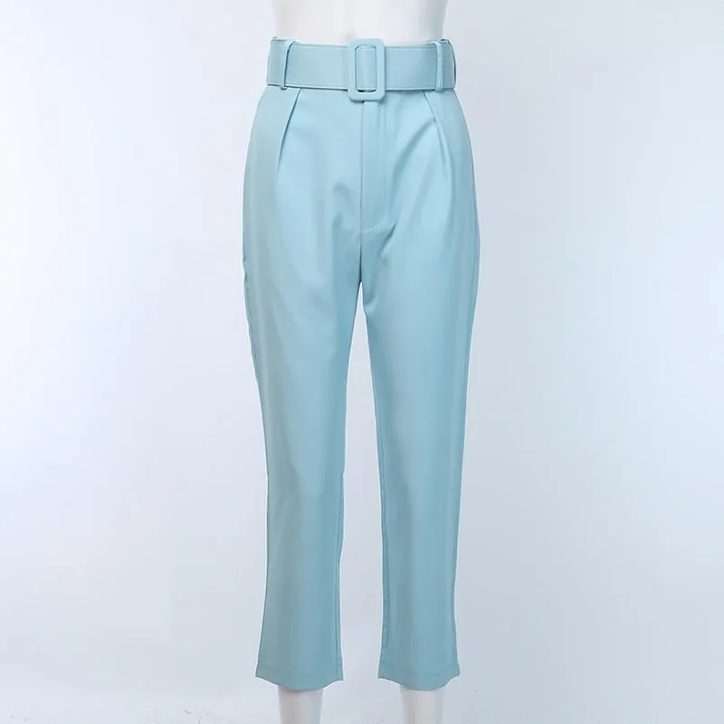 High Waist Ankle Length Suit Trousers