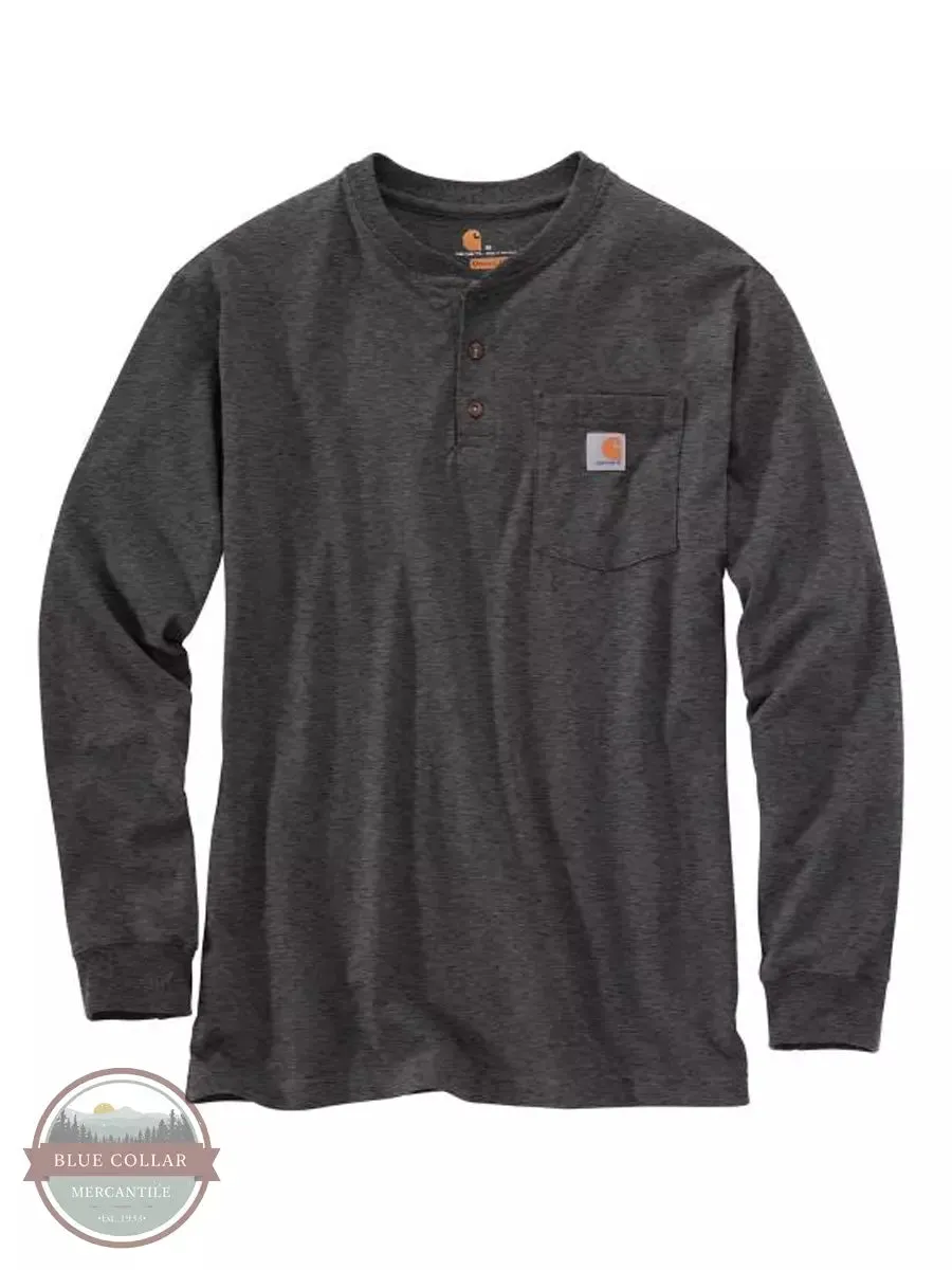 K128 Loose Fit Heavyweight Long Sleeve Pocket Henley T-Shirt