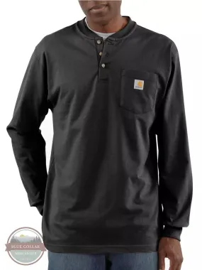 K128 Loose Fit Heavyweight Long Sleeve Pocket Henley T-Shirt