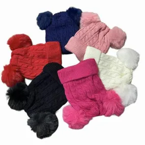 Knit soft velour lined double Pom Pom Toddler Hats