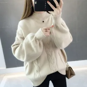 Korean Version Half Turtleneck Loose Wild Lazy Sweater