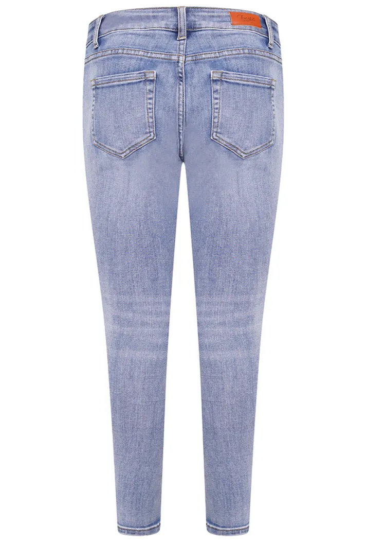 L20053-1 High Waist Ripped Skinny Jeans - Light Denim