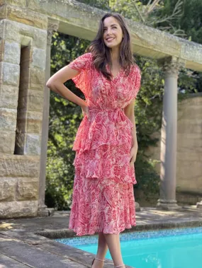 LA0726-2TB Teired Paisley Print Dress