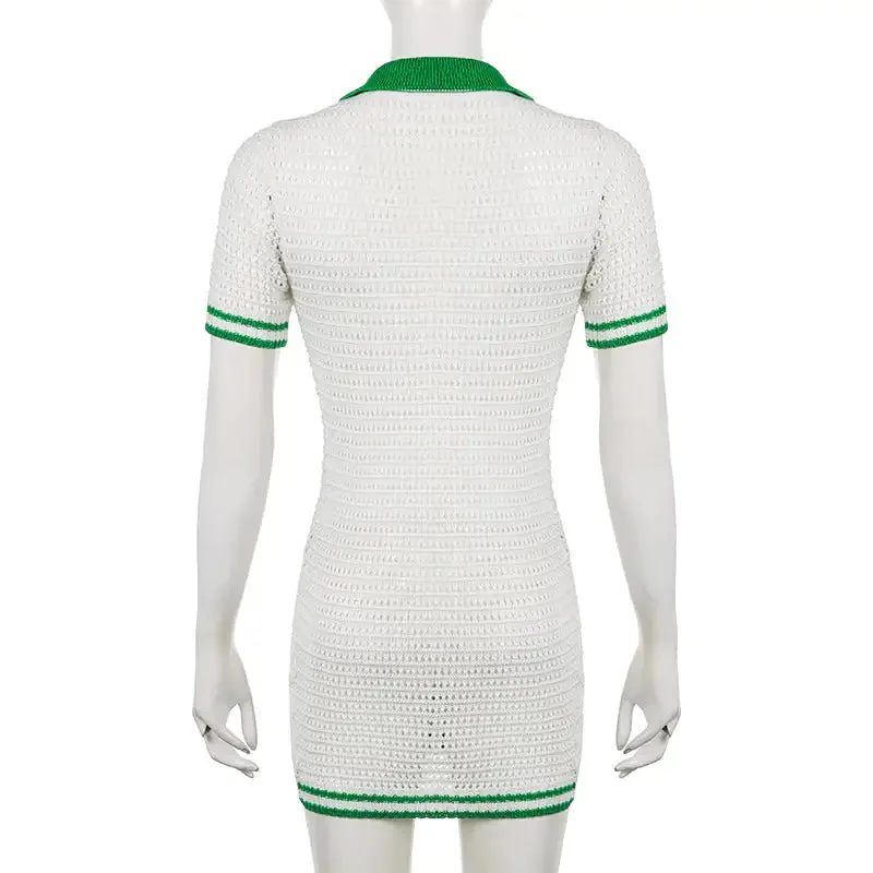 Let’s Go Golfing Crochet Knit Mini Dress