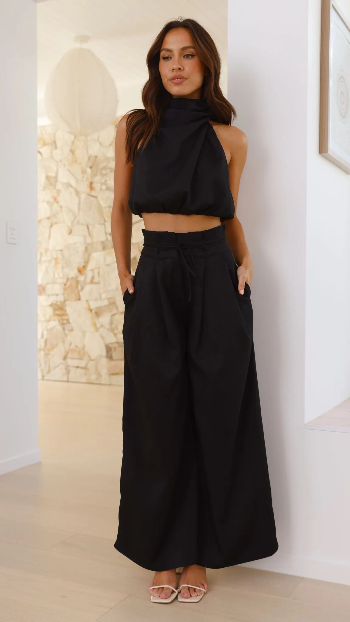 Melinda High Waist Pants - Black