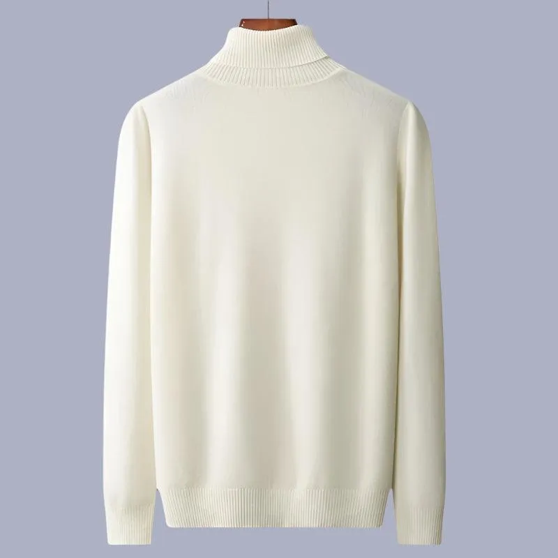Men’s 100% Pure Merino Wool Turtleneck Pullover –Thickened Warm Cashmere Sweater