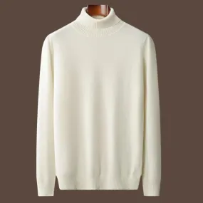 Men’s 100% Pure Merino Wool Turtleneck Pullover –Thickened Warm Cashmere Sweater