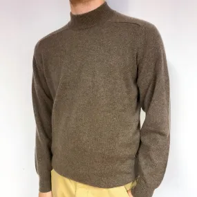 Men's Donkey Brown Cashmere Polo Neck Jumper Large