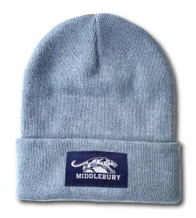 Middlebury Panther Cuff Knit Hat (Heather Slate)