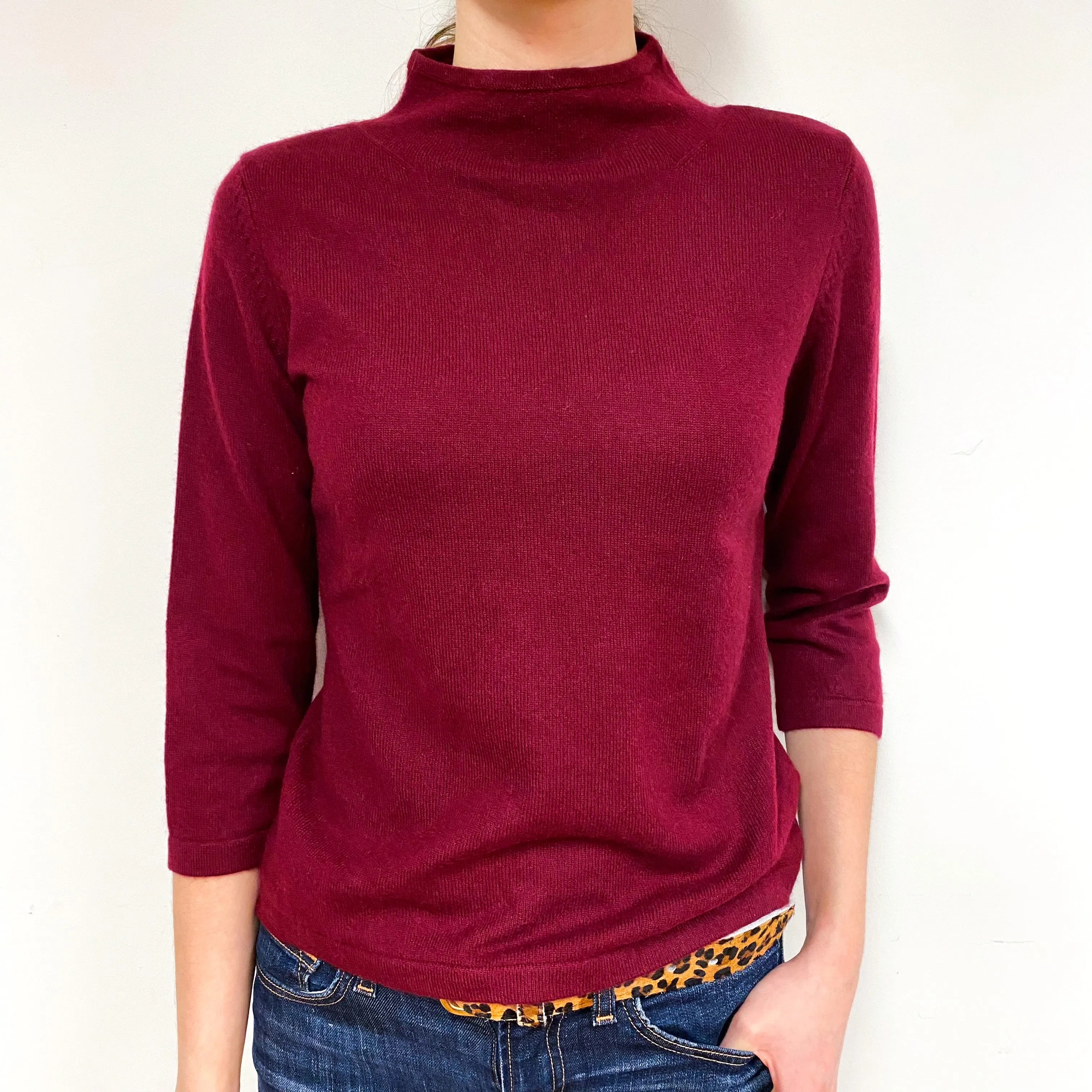 Mulberry Red Cashmere Turtle Neck Jumper Extra Small