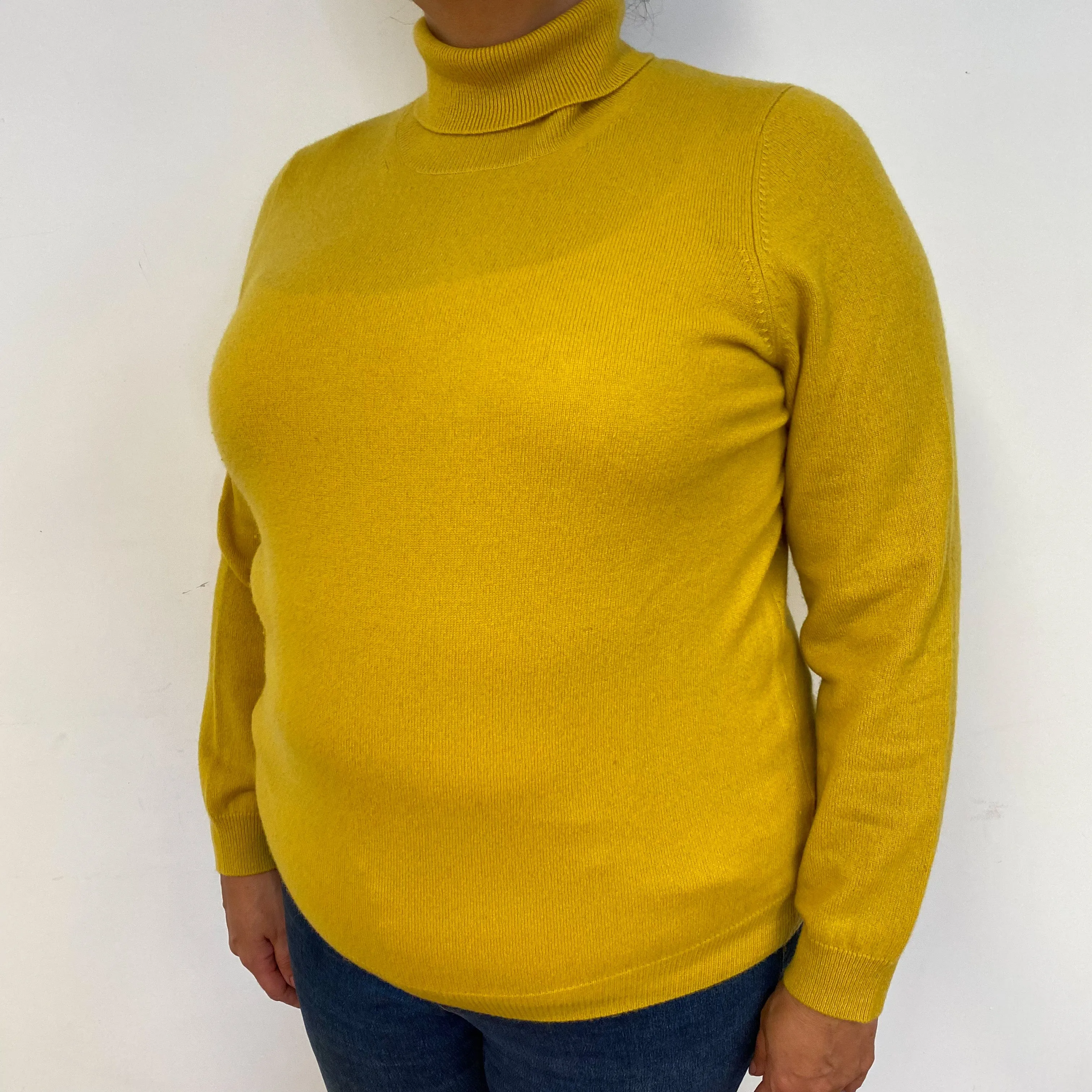 Mustard Yellow Polo Neck Cashmere Jumper