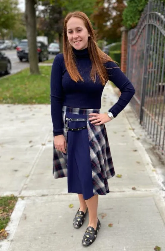 Navy Plaid Prep Skirt