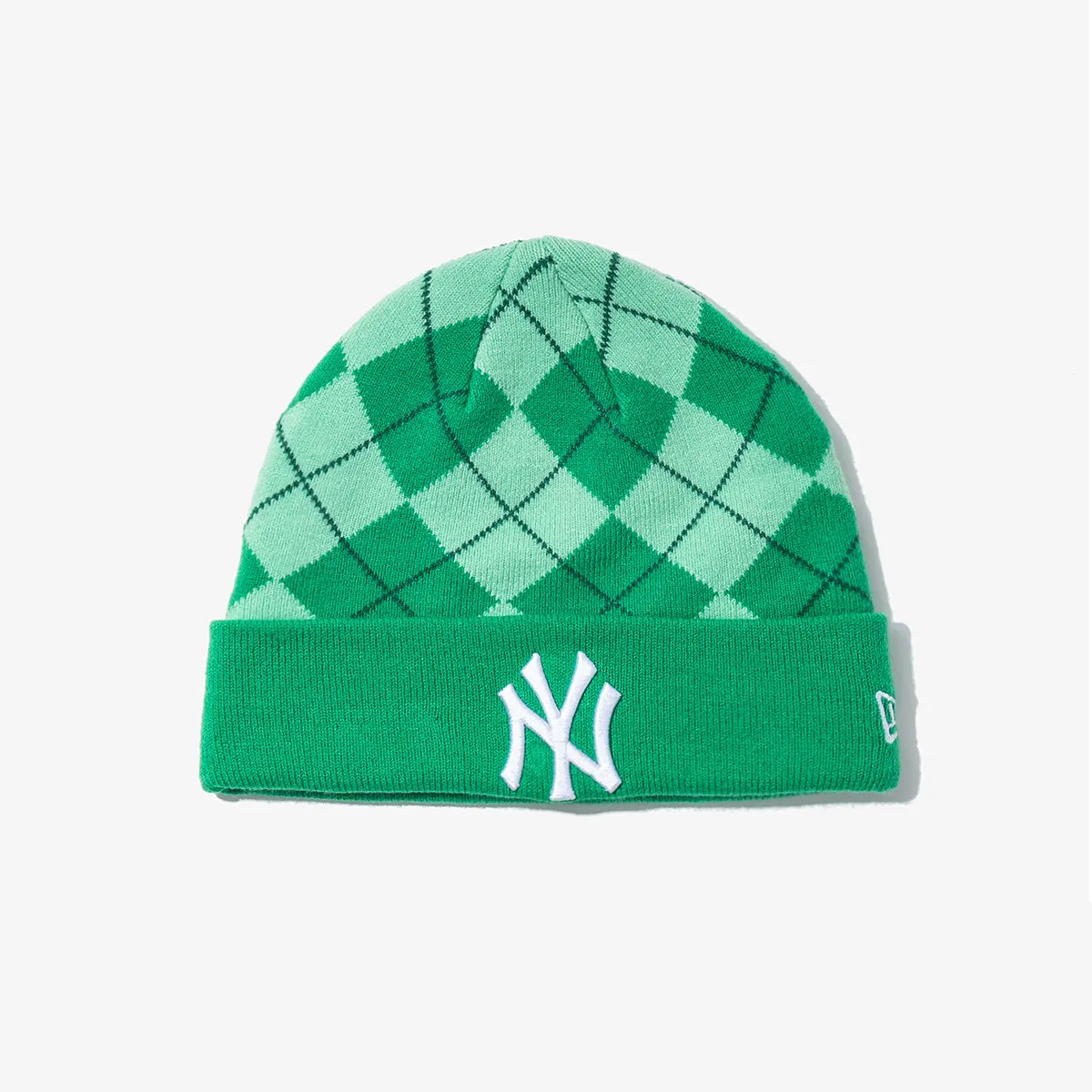 NEW YORK YANKEES KNIT ARGYIL BEANIE DARK GREEN KNIT MEDIUM