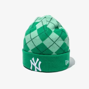 NEW YORK YANKEES KNIT ARGYIL BEANIE DARK GREEN KNIT MEDIUM