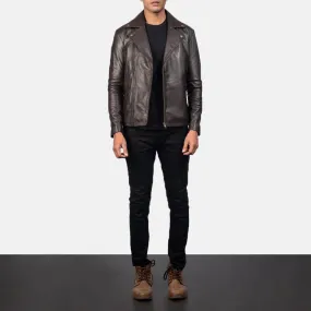 Noah Brown Leather Biker Jacket Up to 5XL