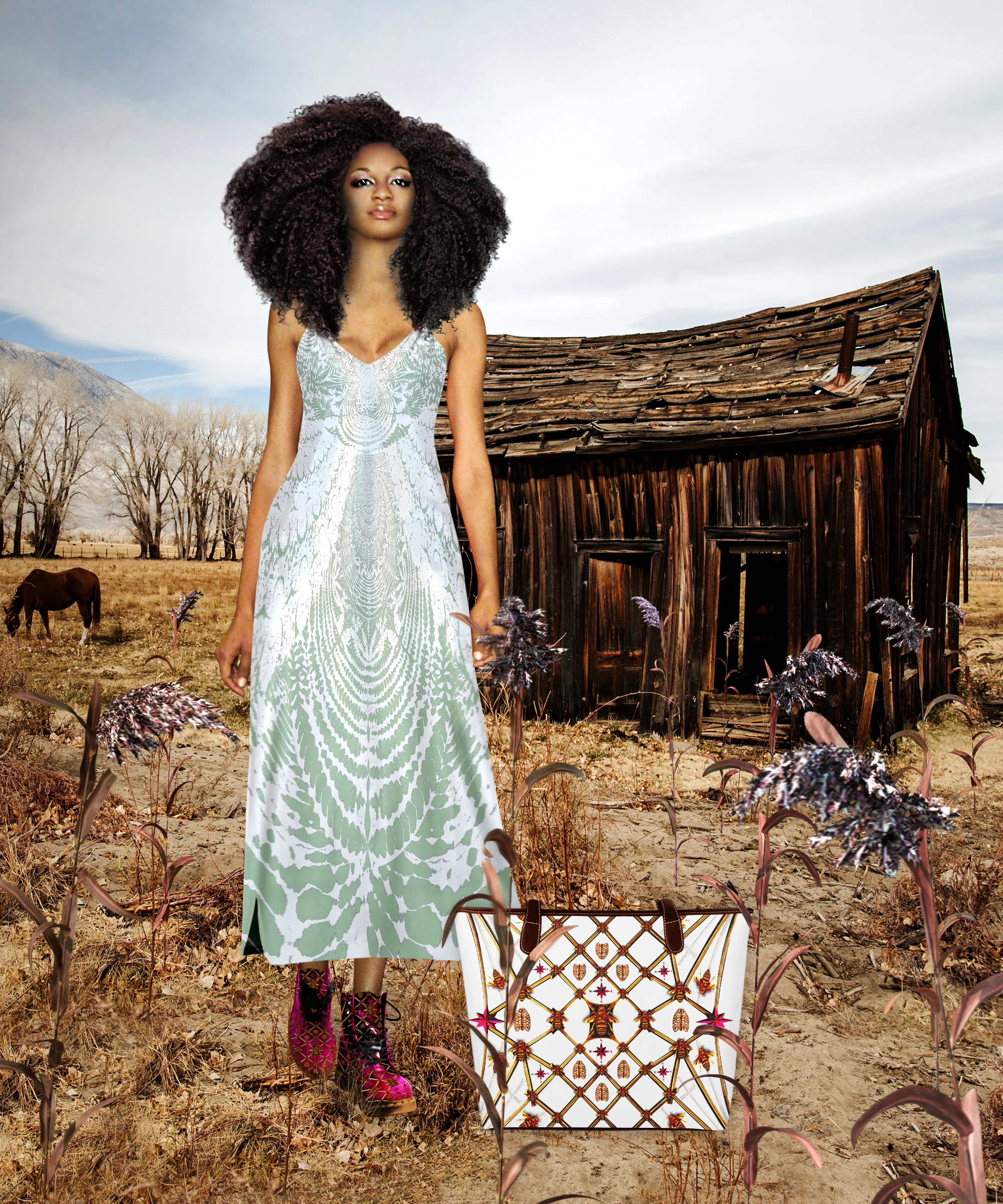 Not Ya Mama's Tie Dye- French Gothic V Neck Slip Dress in Pastel Blue | Le Leanian™