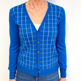 Peacock Blue And Grey Cashmere Cardigan Medium