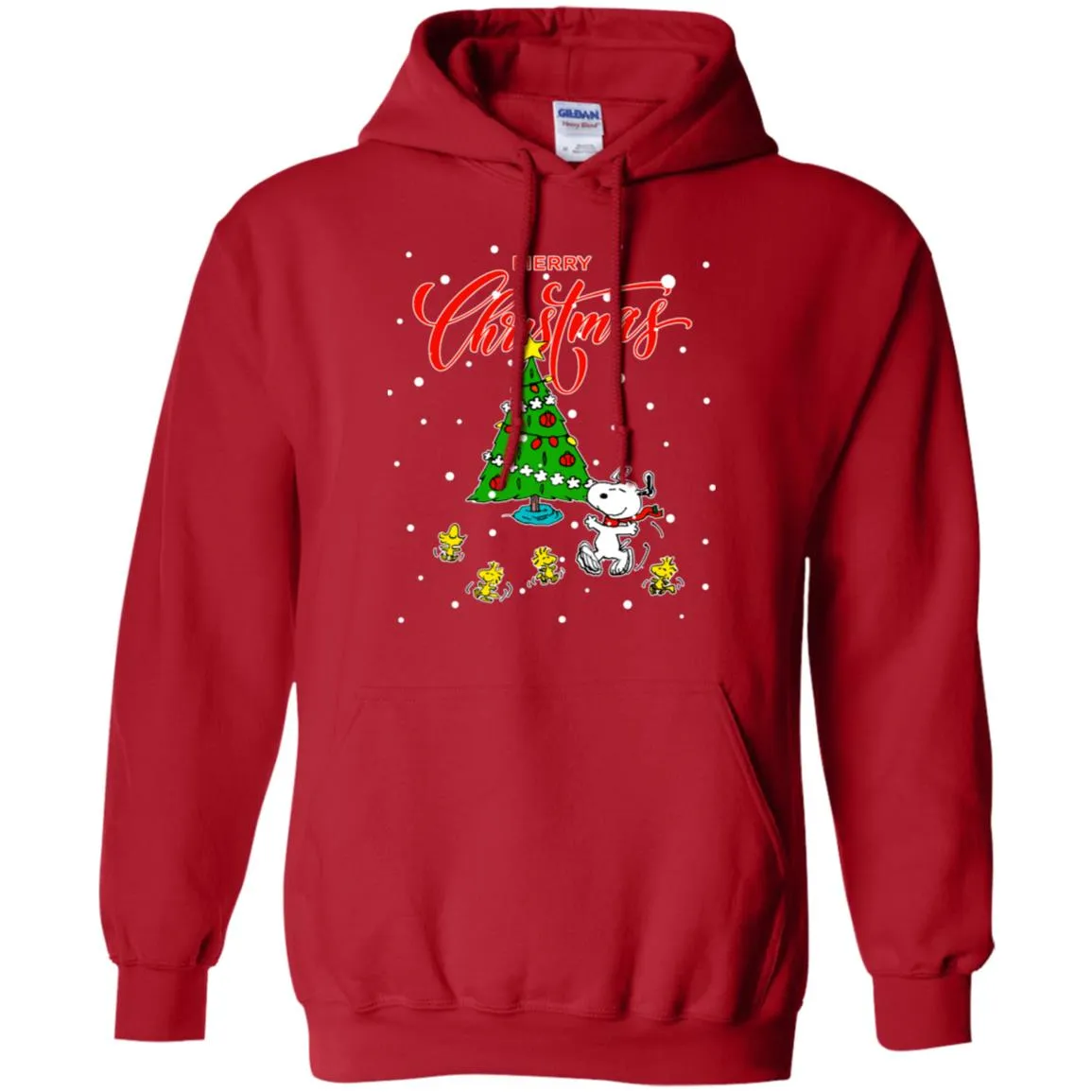 Peanuts-snoopy Christmas Tree Men Pullover Hoodie