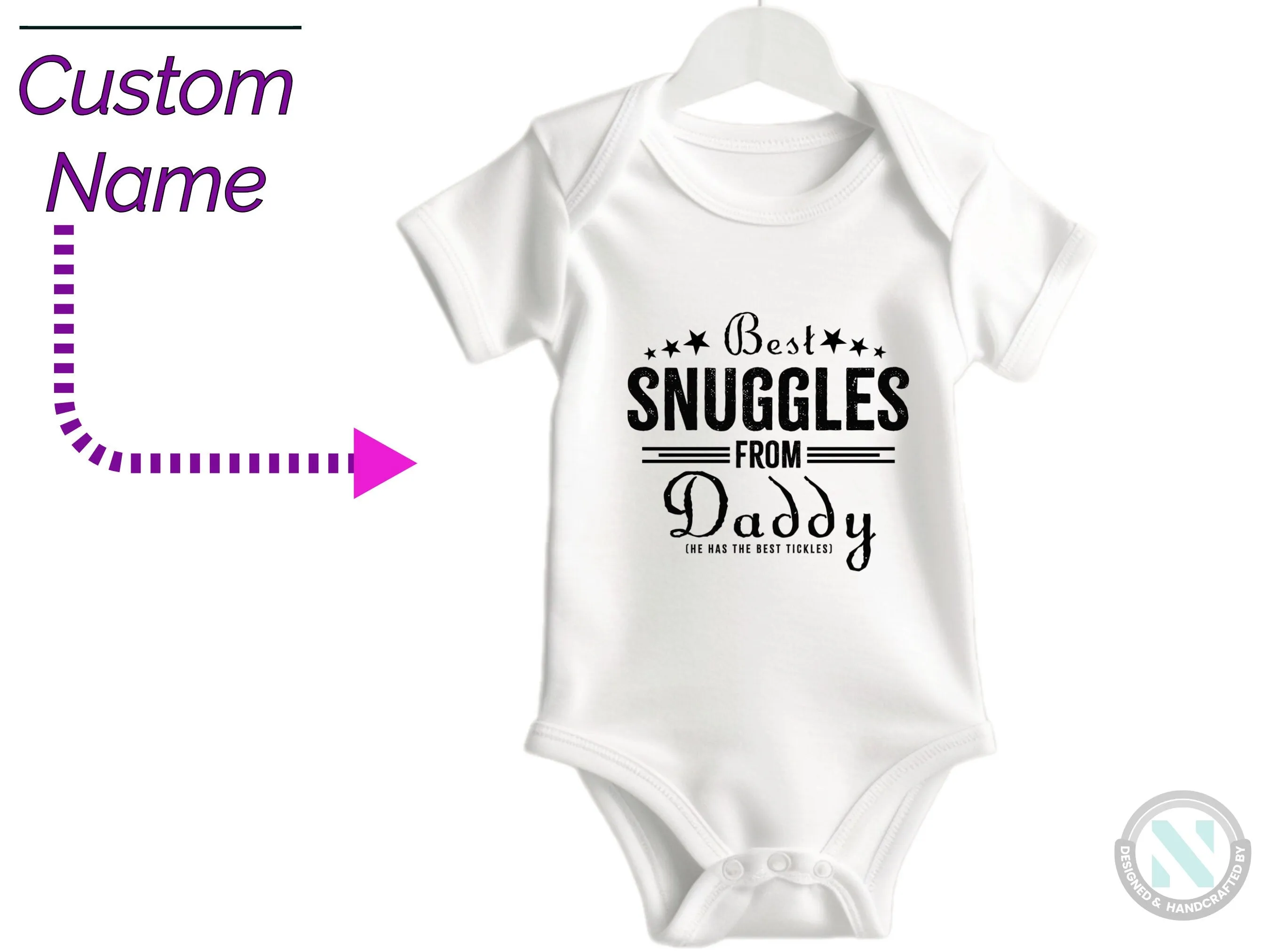 Personalized Baby Grow with Best Snuggles From Daddy text For Baby Boys