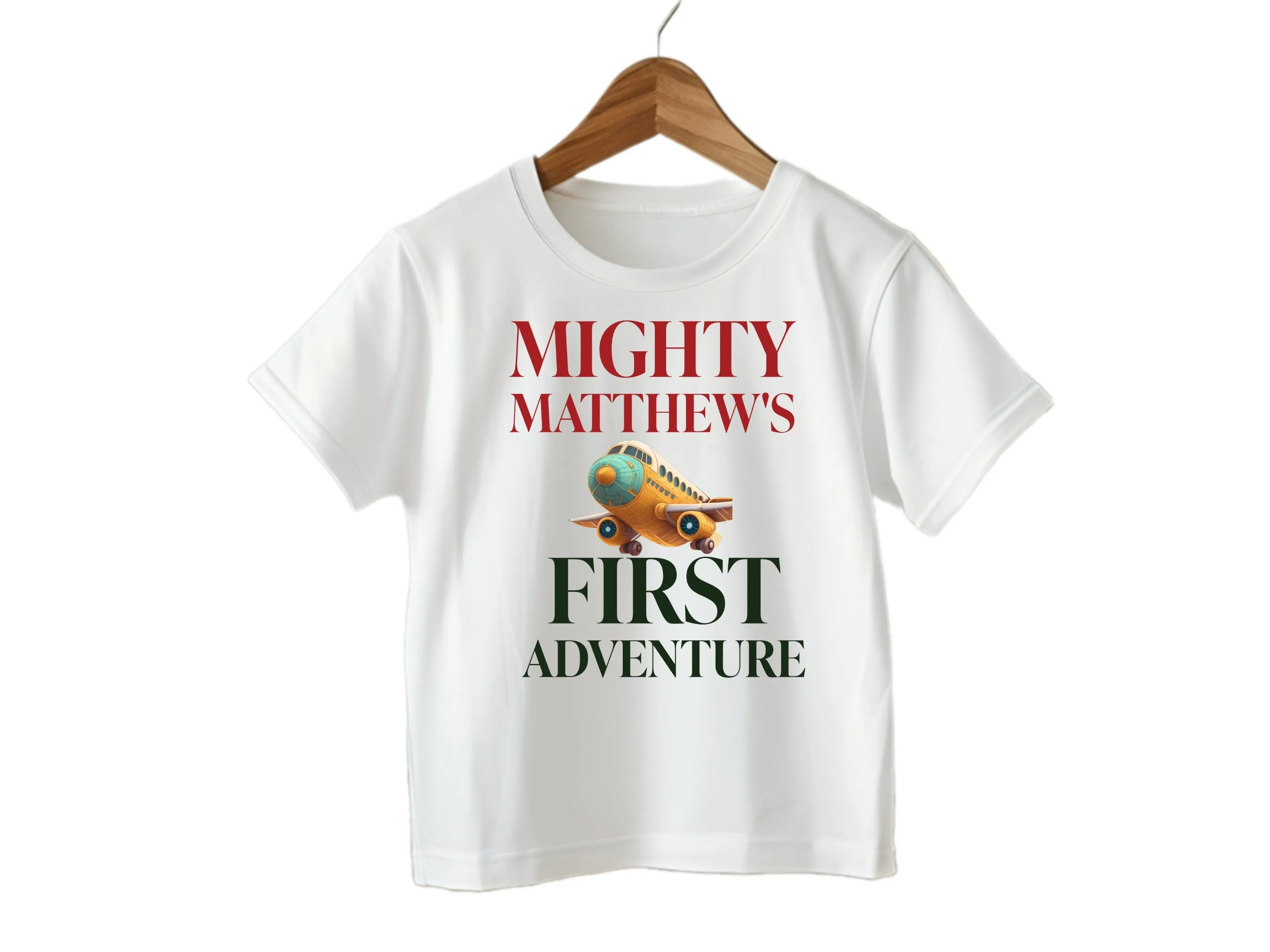 Personalized Baby Name Birthday Bodysuit with Mighty Matthews First Adventure