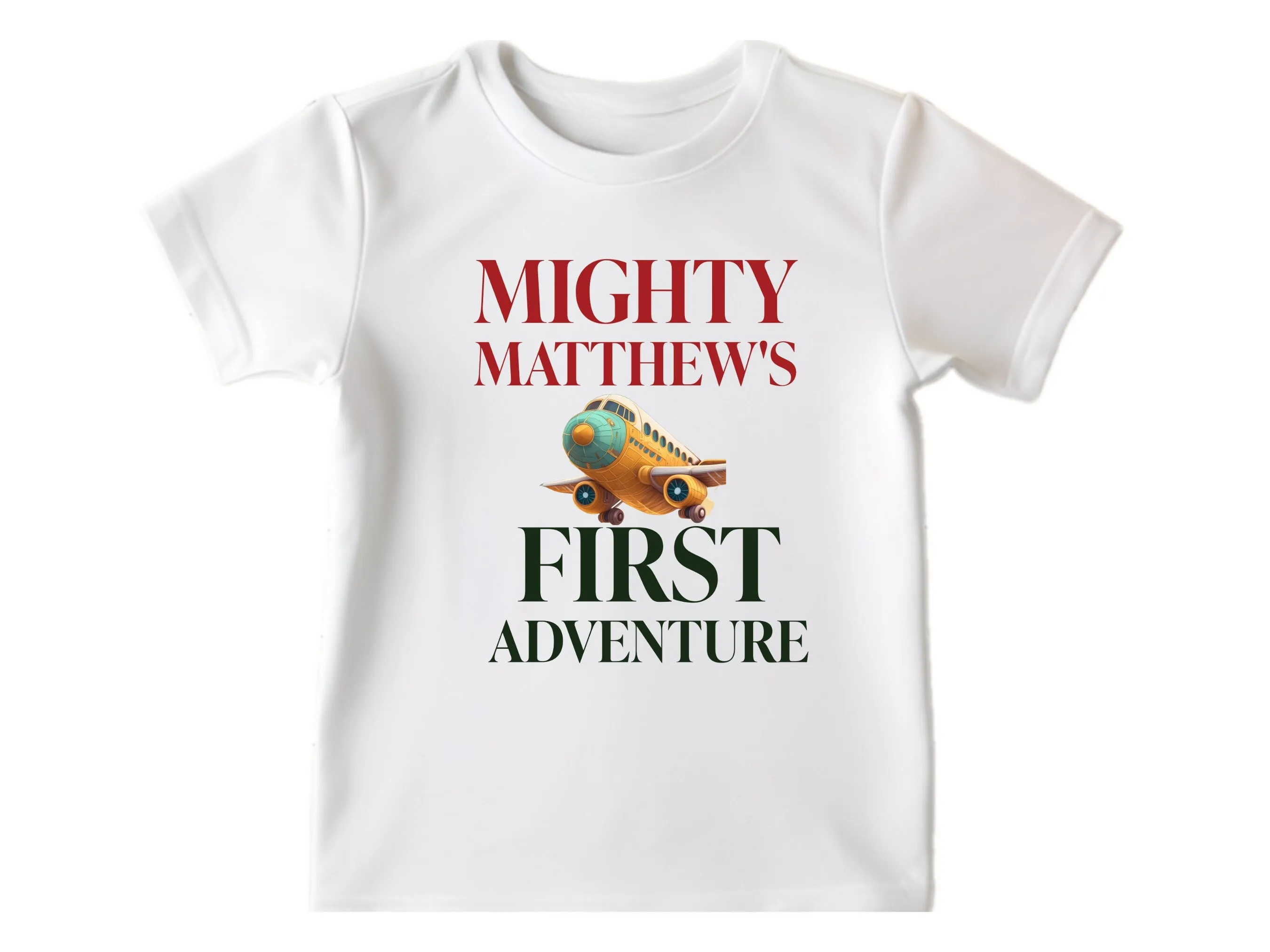 Personalized Baby Name Birthday Bodysuit with Mighty Matthews First Adventure